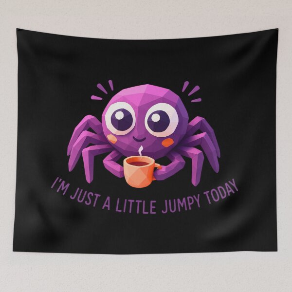 Item preview, Funny Jumpy Coffee Spider Pun designed and sold by MarCinu Art.