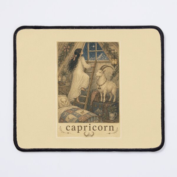 Item preview, Vintage Capricorn Zodiac Girl with Mountain Goat – Celestial Astrology designed and sold by vitriolicapprel.