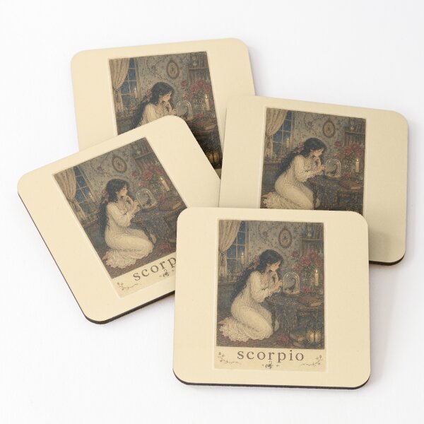 Item preview, Vintage Scorpio Zodiac Girl – Dark Celestial Storybook Astrology Art designed and sold by vitriolicapprel.