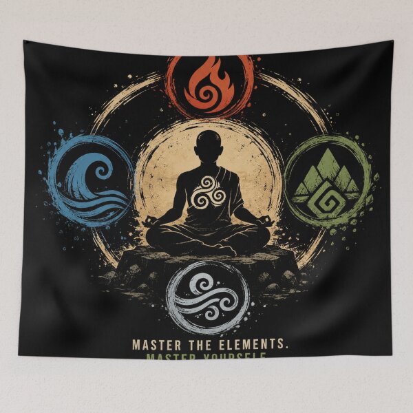 Item preview, Avatar Airbender Master the Elements Master Yourself | Four Elements Meditation Vintage T-Shirt designed and sold by LatestDesign95.