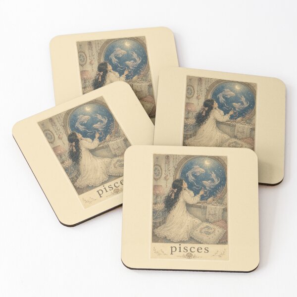 Item preview, Vintage Pisces Zodiac Girl with Two Fish – Moonlit Celestial Art designed and sold by vitriolicapprel.