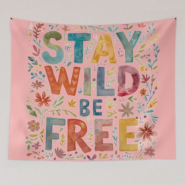 Item preview, Stay Wild Be Free Floral Typography - Colorful Boho Inspirational Art designed and sold by Karina Creative Studio.