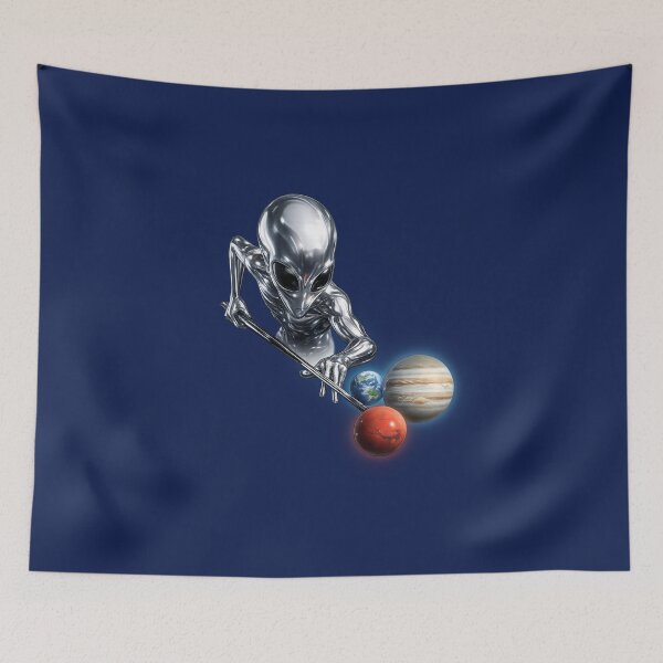 Item preview, Liquid Chrome Alien Playing Space Billiards – Futuristic Metallic Pop Art designed and sold by Anyshca.