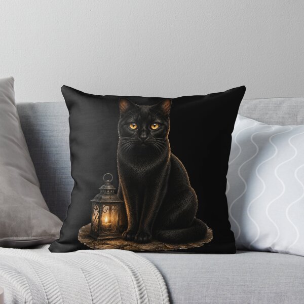 Item preview, Black Cat Lantern T-Shirt | Cozy Vintage Halloween Gift designed and sold by Golden Ember Studio.