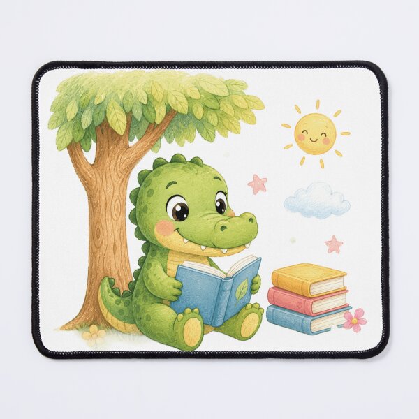 Item preview, Cute Crocodile Reading Under Tree designed and sold by ToonyTeez.