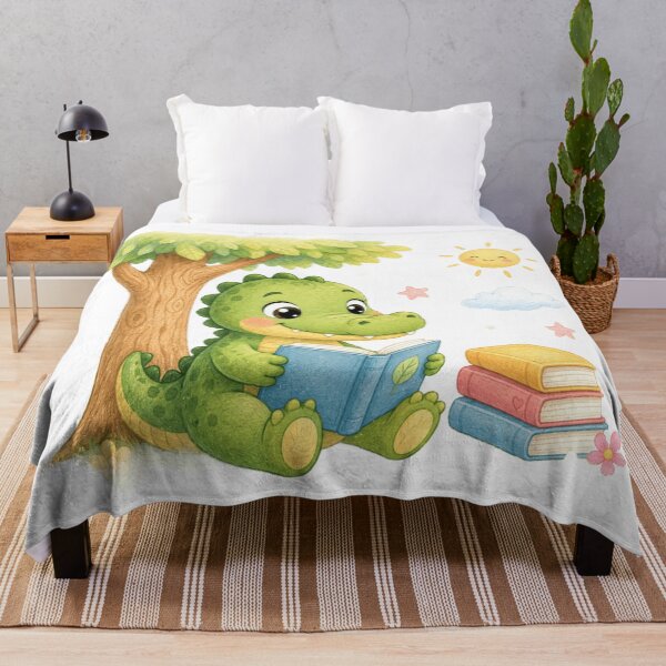 Item preview, Cute Crocodile Reading Under Tree designed and sold by ToonyTeez.