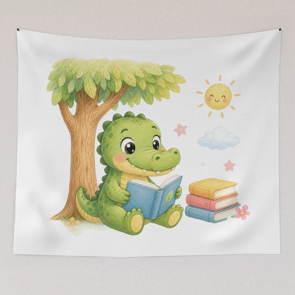 Item preview, Cute Crocodile Reading Under Tree designed and sold by ToonyTeez.