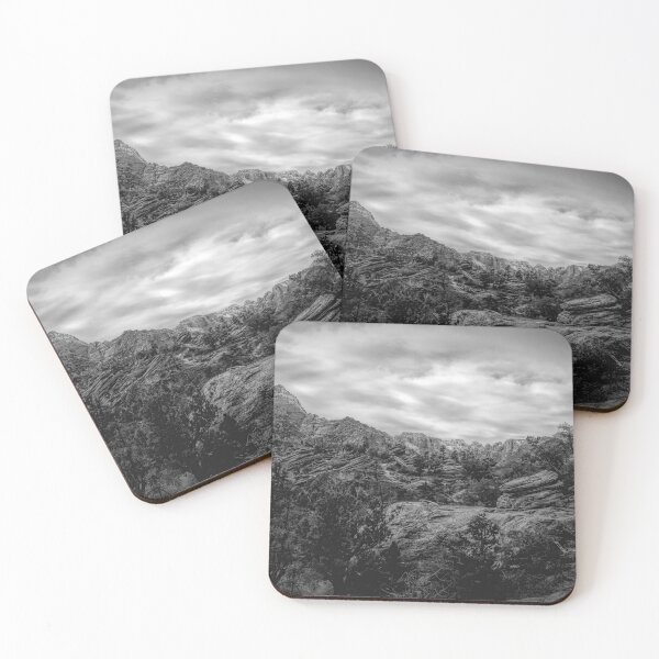 Item preview, Zion National Park Landscape in Black and White — Dramatic Sky Over Red Rock Canyon designed and sold by kornkobart.