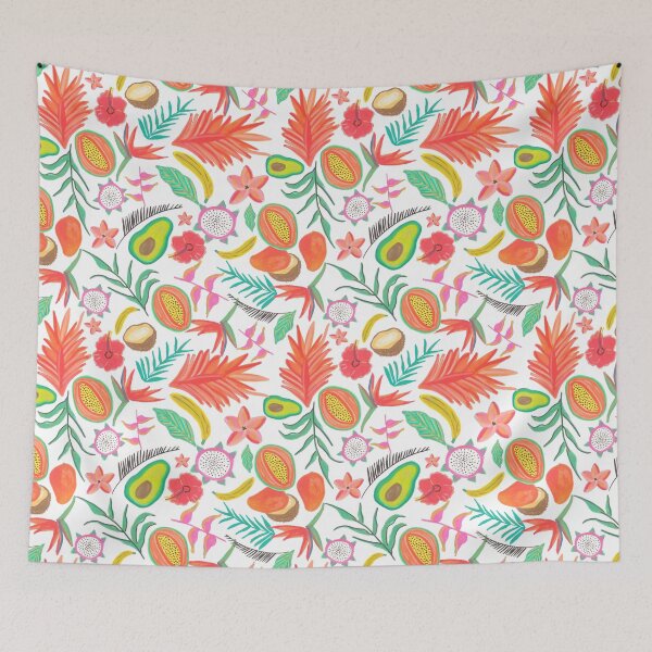 Item preview, Vibrant Tropical Botanical Pattern and Exotic Fruits designed and sold by ElizabethCoelho.