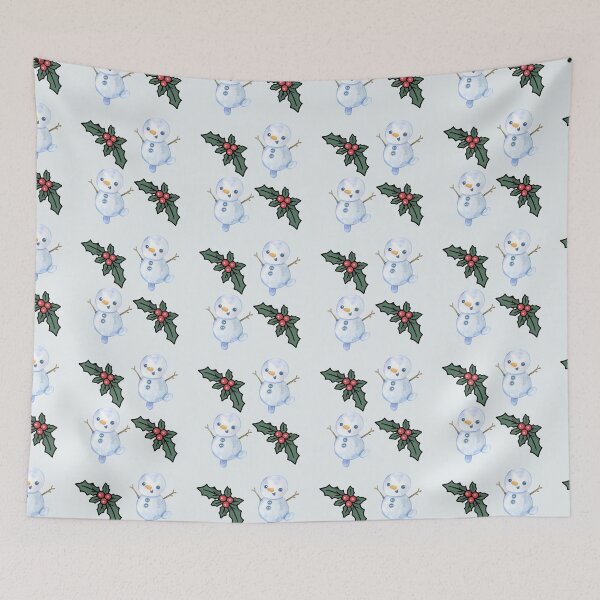 Item preview, Christmas Pattern with Snowman and Mistletoe designed and sold by TheCozyDesk.