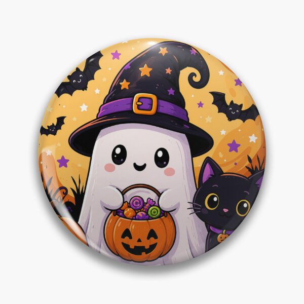 Item preview, Cute Halloween Ghost & Black Cat designed and sold by MySthore.