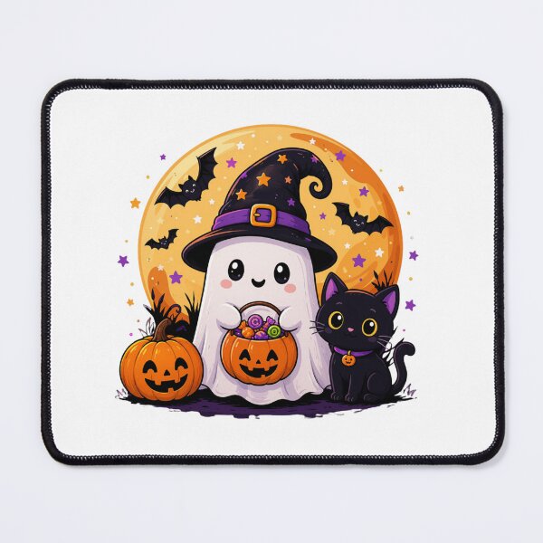 Item preview, Cute Halloween Ghost & Black Cat designed and sold by MySthore.