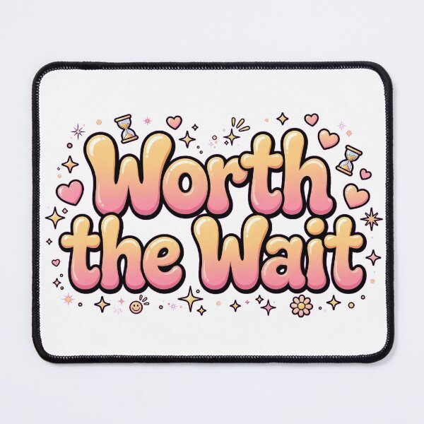 Item preview, Worth the Wait Pastel Pink Yellow Hourglass Heart Retro Quote designed and sold by AuraVibesArts .