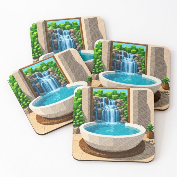 Item preview, Modern Oasis Waterfall Bath Design designed and sold by RestfulMindRBLX.