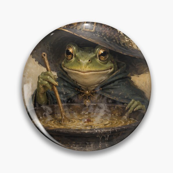 Item preview, Frog Witch Brewing a Magical Potion designed and sold by Mintiko2.
