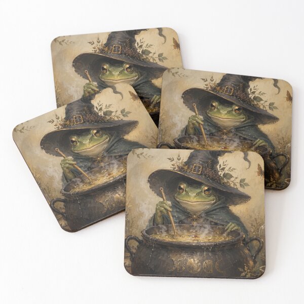 Item preview, Frog Witch Brewing a Magical Potion designed and sold by Mintiko2.