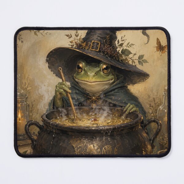Item preview, Frog Witch Brewing a Magical Potion designed and sold by Mintiko2.