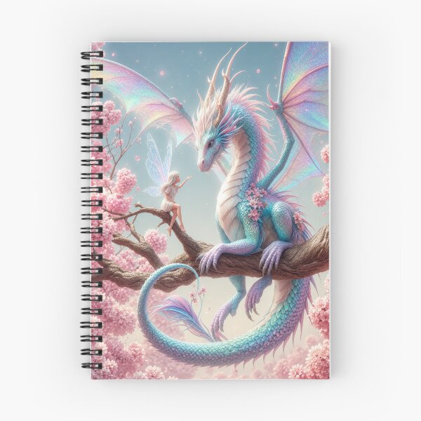 Item preview, Fairy Blossom Dragon – Pastel Fantasy Dragon & Fairy Cherry Blossom Art designed and sold by DrakariArt.