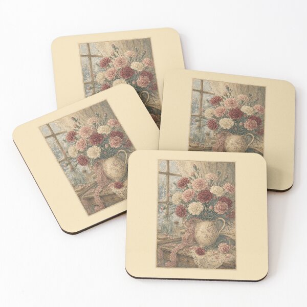 Item preview, Vintage January Birth Flower Carnations – Romantic Cottagecore Floral Art designed and sold by vitriolicapprel.