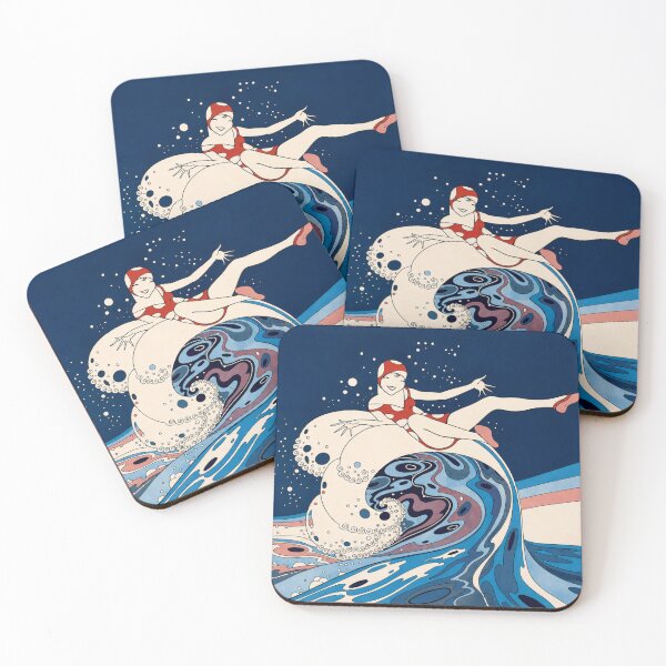 Item preview, Art Deco Illustration Surfing Flapper Woman for Vintage Art Lovers designed and sold by RickE.