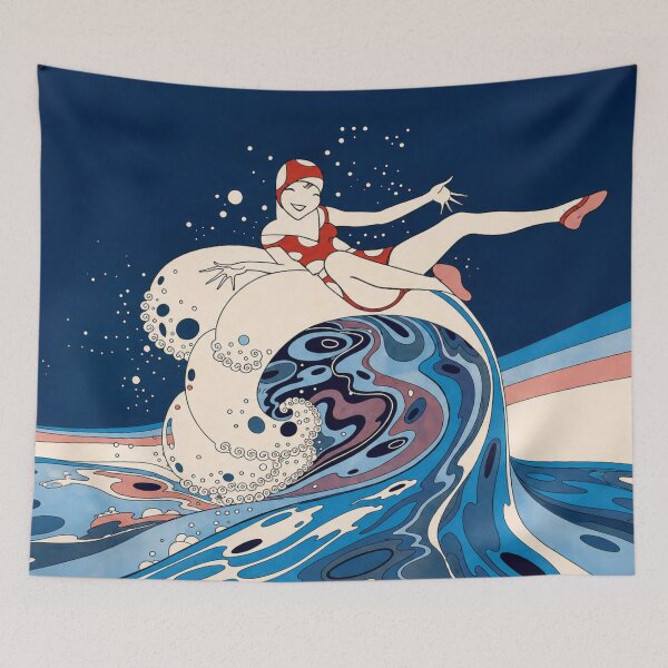 Item preview, Art Deco Illustration Surfing Flapper Woman for Vintage Art Lovers designed and sold by RickE.