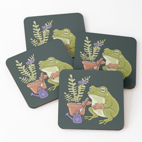 Item preview, Frog Gardener with Fern & Watering Can - Cute Cottagecore Frog Illustration designed and sold by LeshanArt.