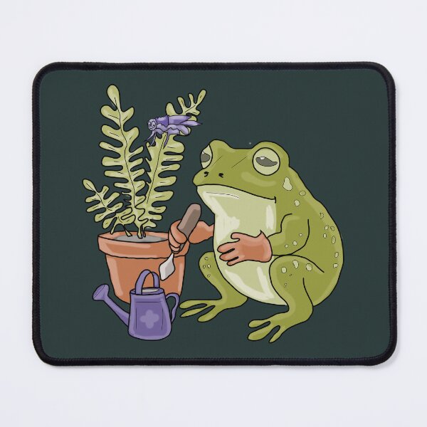 Item preview, Frog Gardener with Fern & Watering Can - Cute Cottagecore Frog Illustration designed and sold by LeshanArt.