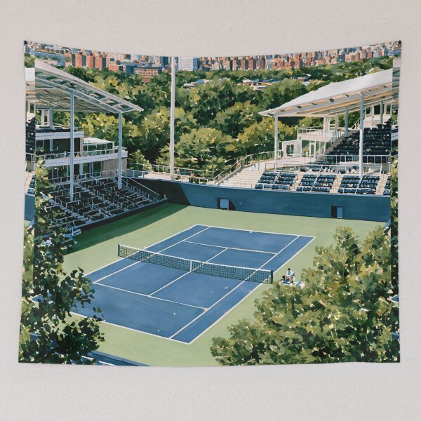 Item preview, New York Tennis Court Watercolor Art designed and sold by Ib1029.