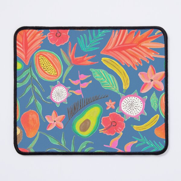 Item preview, Tropical Botanical Pattern with Blue Background and Exotic Fruits designed and sold by ElizabethCoelho.