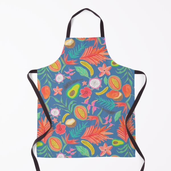Item preview, Tropical Botanical Pattern with Blue Background and Exotic Fruits designed and sold by ElizabethCoelho.