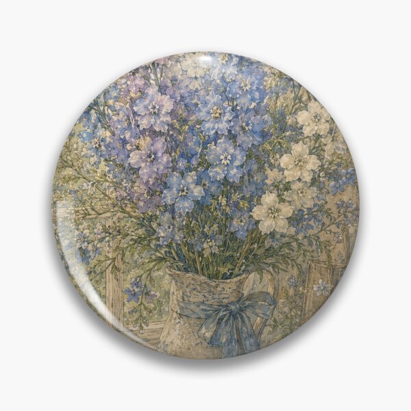 Item preview, Vintage July Birth Flower Larkspur – Blue Cottagecore Botanical Art designed and sold by vitriolicapprel.