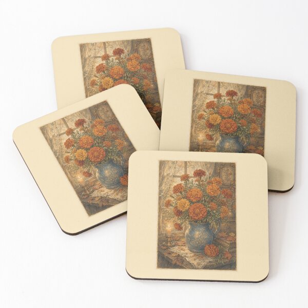 Item preview, Vintage October Birth Flower Marigolds – Cozy Autumn Botanical Art designed and sold by vitriolicapprel.