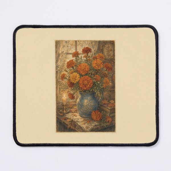 Item preview, Vintage October Birth Flower Marigolds – Cozy Autumn Botanical Art designed and sold by vitriolicapprel.