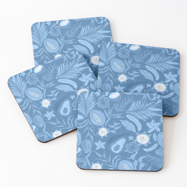 Item preview, Monochromatic Tropical Botanical Pattern in Blue designed and sold by ElizabethCoelho.