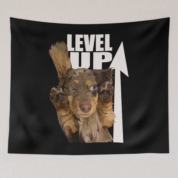 Item preview, Brown Level Up Dachshund Puppy Dog designed and sold by Just-Arts-4U.