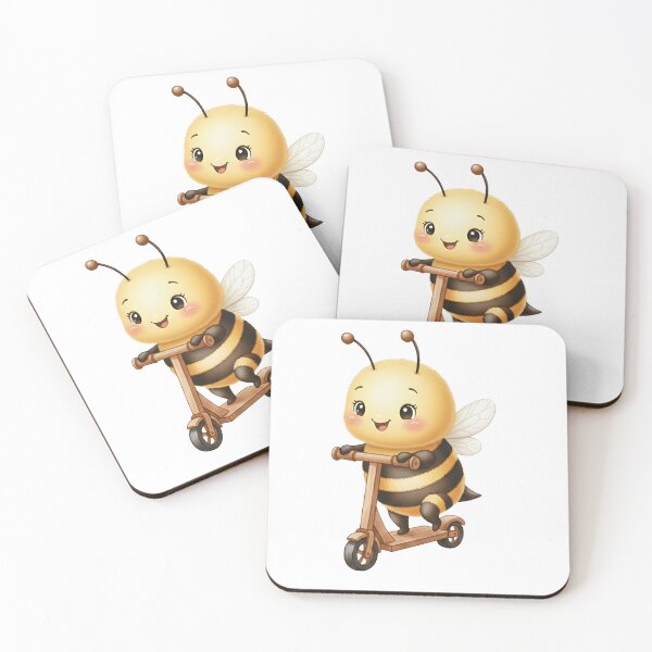 Item preview, Cute Bee Riding a Wooden Scooter designed and sold by debbiedoodarday.