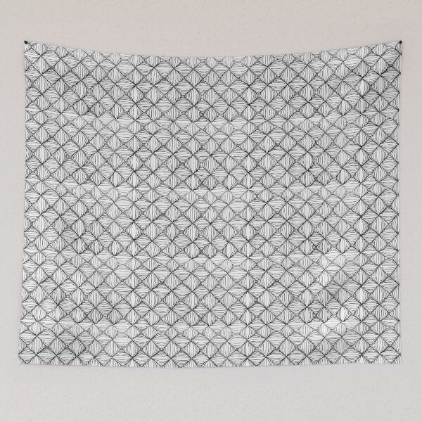 Item preview, Optical Rhomboid Waves - Freehand Black Ink Art designed and sold by BlackNordicLines.