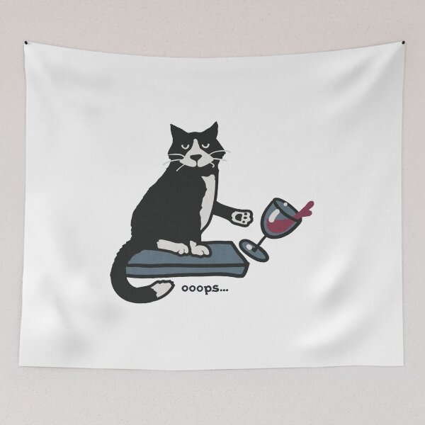 Item preview, Oops! Cat Knocked Over the Wine | Funny Tuxedo Cat Illustration designed and sold by Gbriel3.