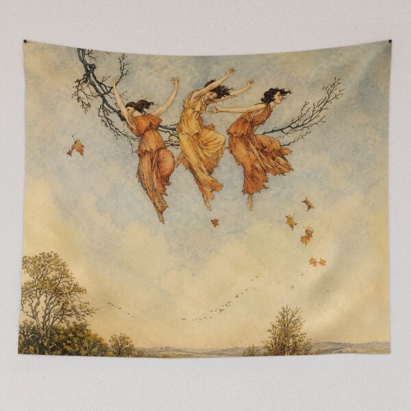 Item preview, Art Nouveau Illustration Autumn Dancing Faries Scene for Vintage Nature Lovers designed and sold by RickE.