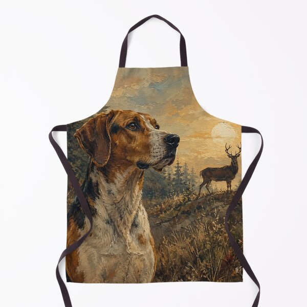 Item preview, American Foxhound with Whitetail Deer – Rustic Hunting Dog Oil Painting designed and sold by TammyHunterArt.