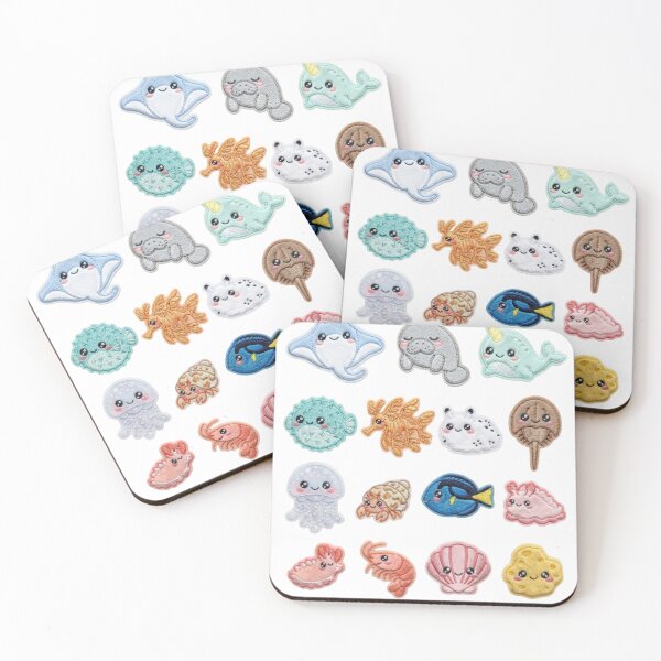 Item preview, Cute Kawaii Embroidered Sea Creatures designed and sold by yanderedev.