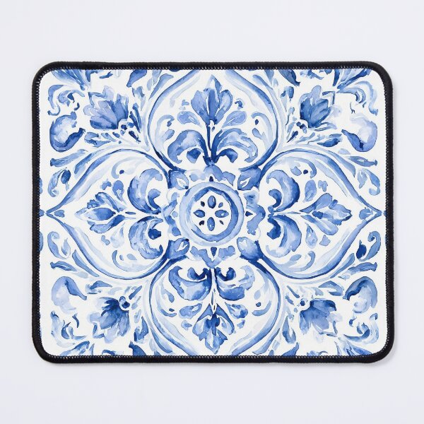 Item preview, Blue Azulejo Watercolor Pattern - Portuguese Tile Fleur-de-lis Design designed and sold by Nine Lives Studio.