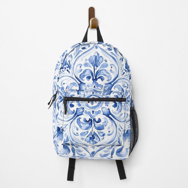 Item preview, Blue Azulejo Watercolor Pattern - Portuguese Tile Fleur-de-lis Design designed and sold by Nine Lives Studio.
