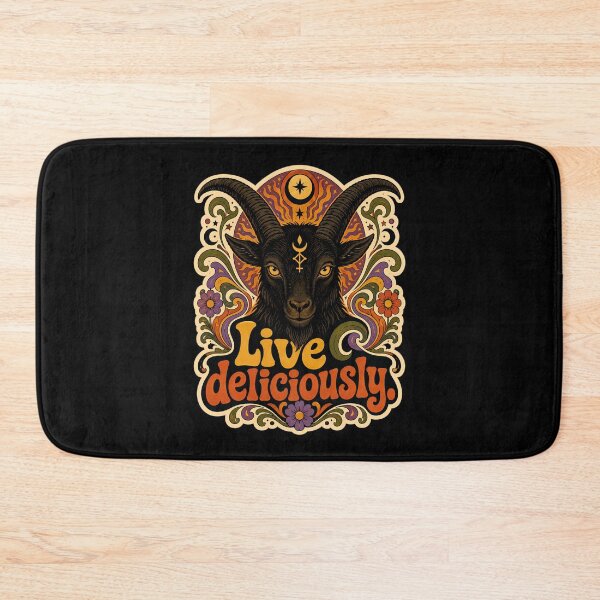 Item preview, Live Deliciously Retro Psychedelic Occult Baphomet Art Print designed and sold by PinUpPizzazz.