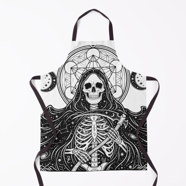 Item preview, Hooded Skeleton holding Scythe in Starry Galaxy Cloak with Sacred Geometry designed and sold by MisteryDesigner.