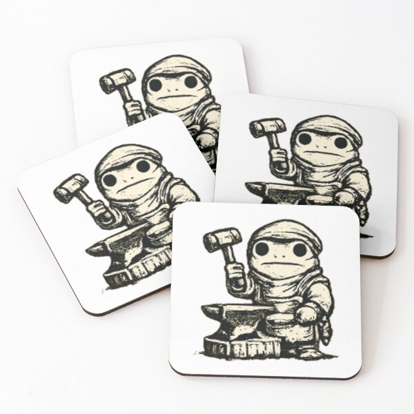 Item preview, Medieval Frog Blacksmith | Fantasy Frog Woodcut Illustration designed and sold by XXeRoXX.
