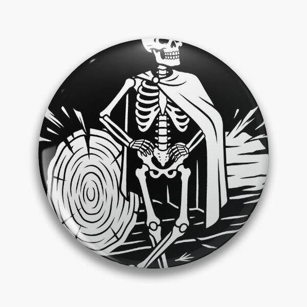 Item preview, Skeleton Wearing Short Cape Leaning Against Tree Trunk Log with Fallen Leaves designed and sold by MisteryDesigner.