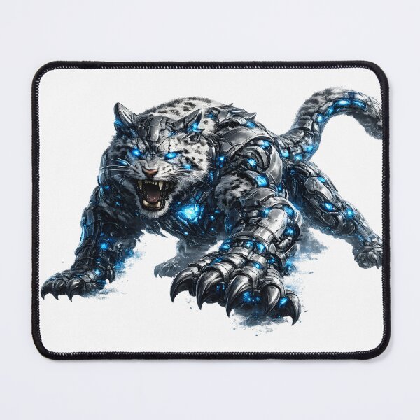 Item preview, Steel Snow Leopard | Industrial Mechanical Snow Leopard | Cyberpunk Robot Big Cat | Futuristic Metal Predator designed and sold by SteelCoat Studio.