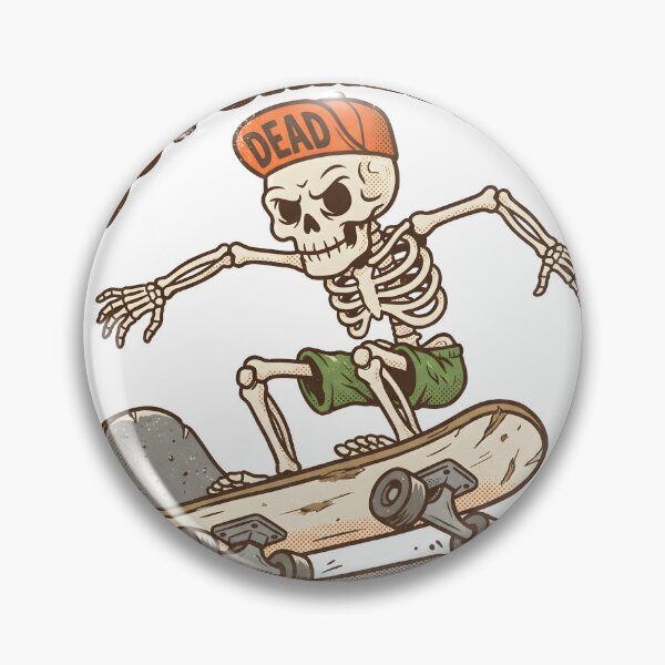 Item preview, Skeleton in Orange Cap Labeled Dead Riding Skateboard with Text Dead But Shredding Mostly designed and sold by MisteryDesigner.