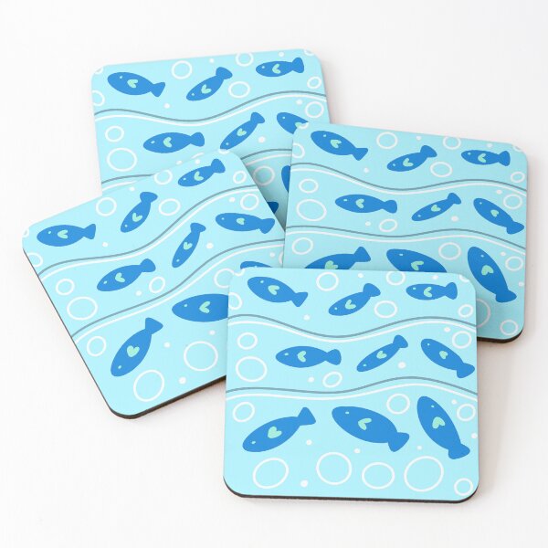 Item preview, Hand drawn blue fish pattern designed and sold by BritishDelights.